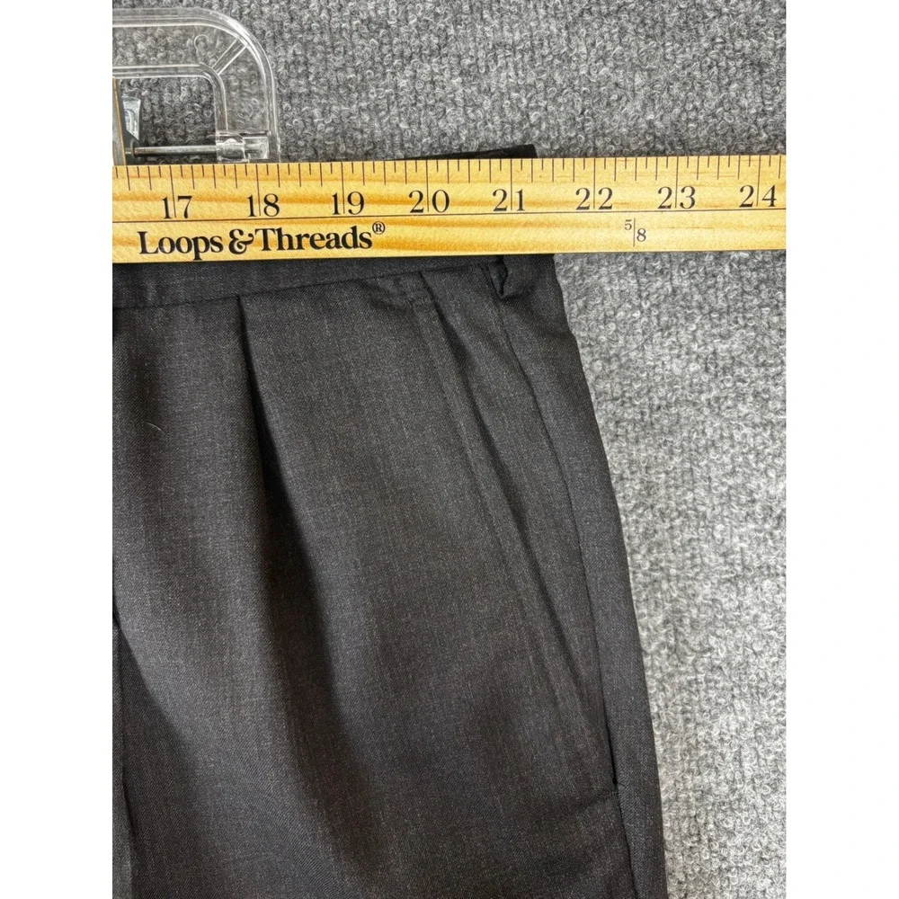 Brooks Brothers Dress Pants Men 43x30.5 Charcoal Grey 100% Wool Pleated Cuffed